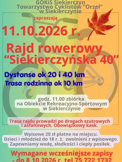 Rajd rowerowy w Siekierczynie – jesienna edycja już 11 października