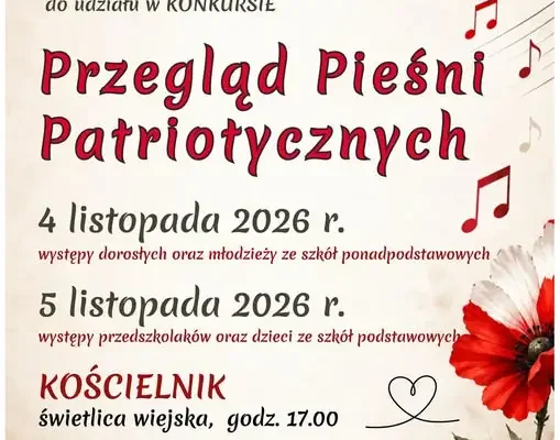 Przegląd Pieśni Patriotycznych w Kościelniku – zgłoszenia do 27 października