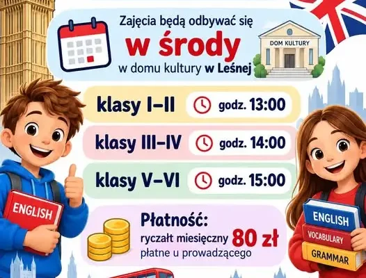 Grupowe zajęcia z angielskiego dla dzieci w Leśnej – zapisy trwają