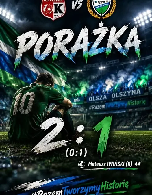 Olsza Olszyna przegrywa na wyjeździe z KS Kotliska 1:2 w 8. kolejce B Klasy