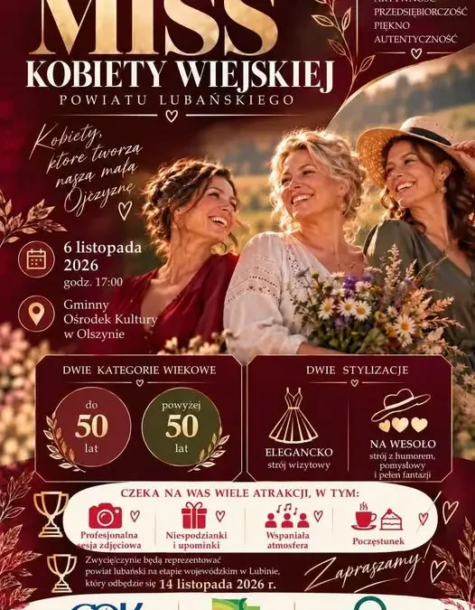 Miss Kobiety Wiejskiej Powiatu Lubańskiego 2026 – gmina Lubań szuka swoich reprezentantek
