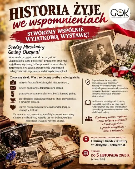 Gmina Olszyna szuka rodzinnych pamiątek na wystawę „Niepodległa łączy pokolenia”